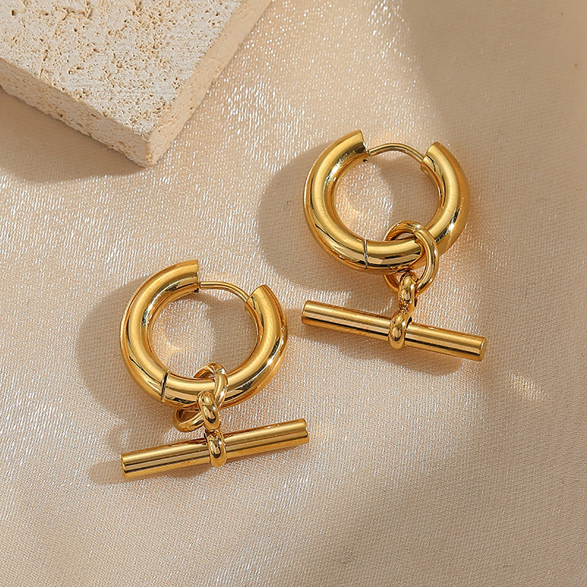Ensa Circle and Bar Hoop Earrings