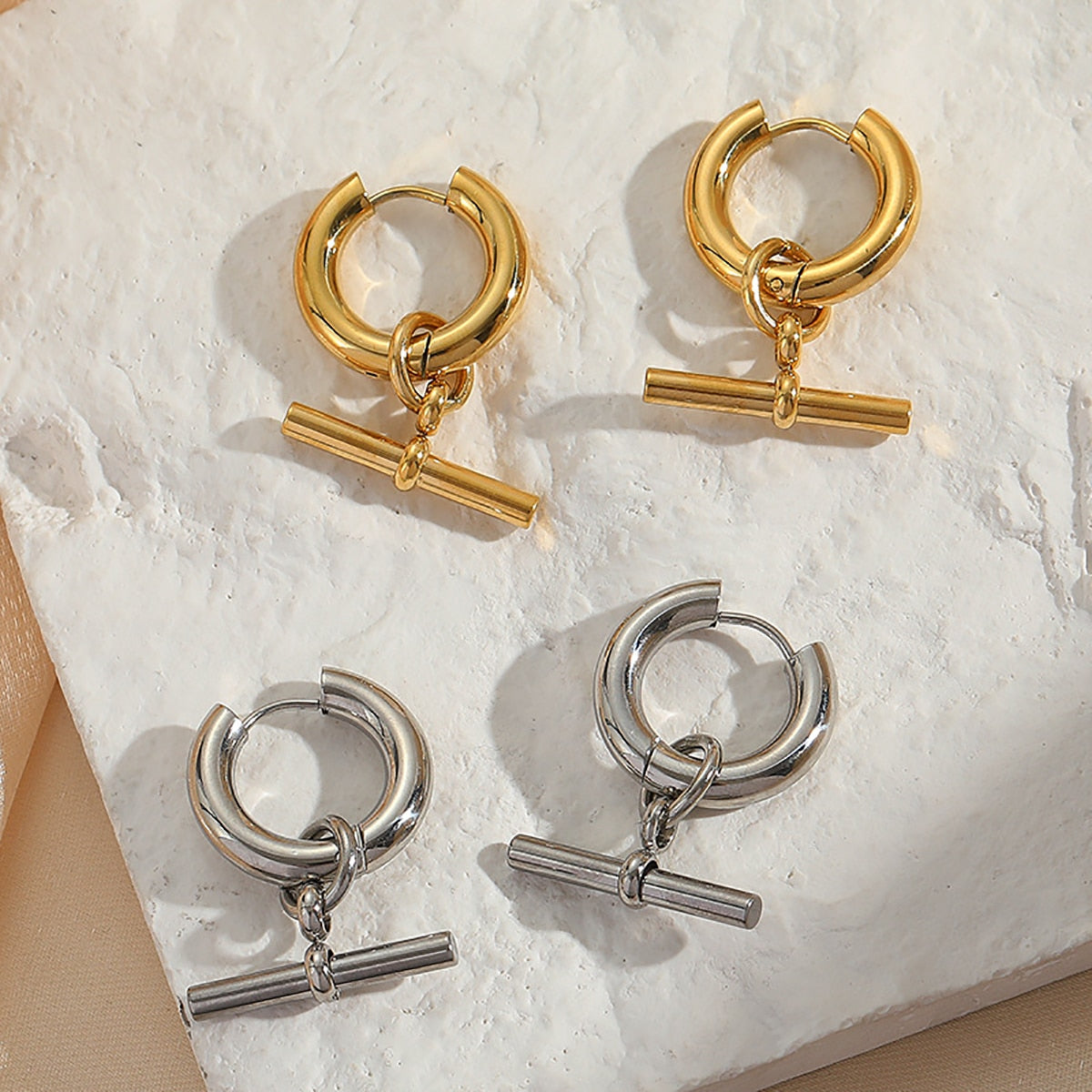 Ensa Circle and Bar Hoop Earrings