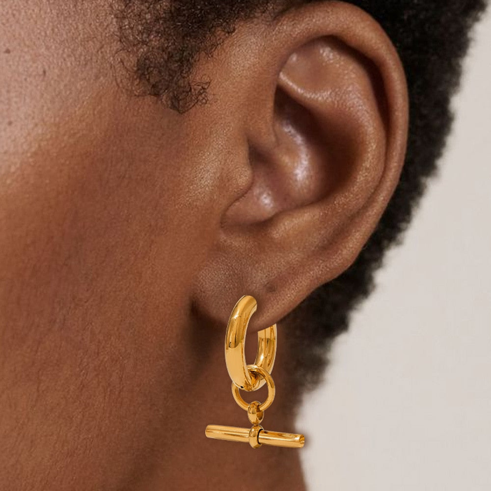 Ensa Circle and Bar Hoop Earrings