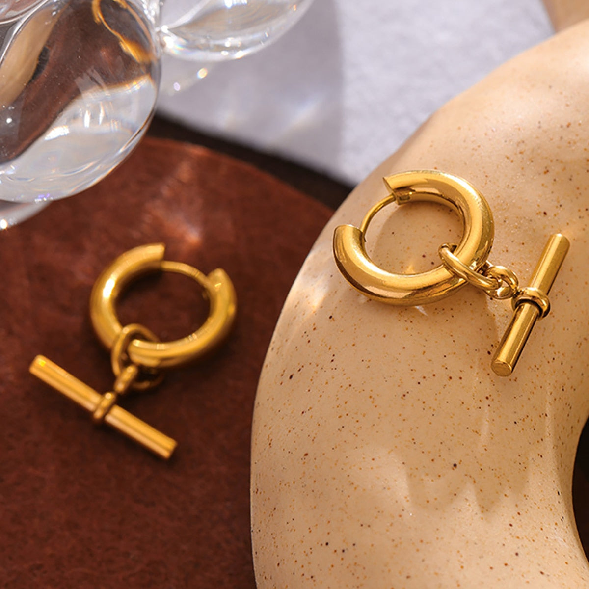 Ensa Circle and Bar Hoop Earrings