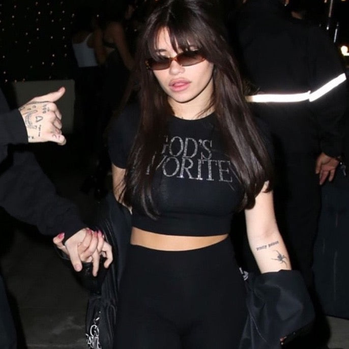 Ethel Sequin God's Favorite Cropped T-Shirt