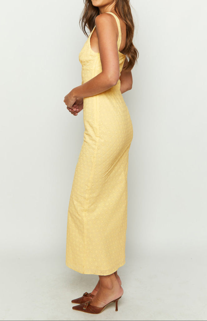 Rosina Yellow Midi Dress