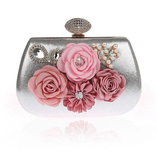 Exquisite Flower Female Clutches Lady Evening Bag For Wedding Banquet Party Purse Female Gold Blue Handbags