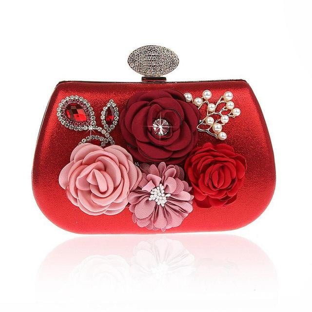 Exquisite Flower Female Clutches Lady Evening Bag For Wedding Banquet Party Purse Female Gold Blue Handbags