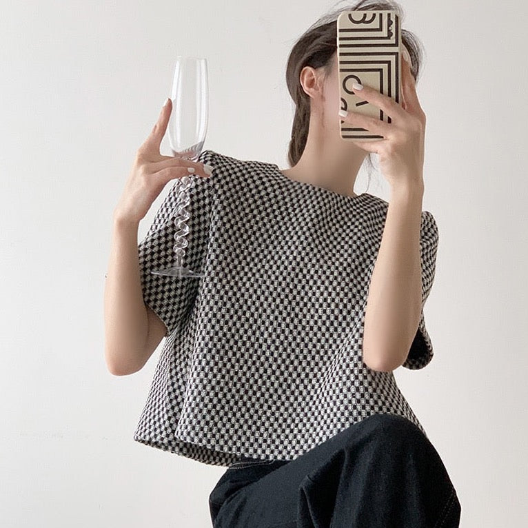 Eydis Retro Checks Woolen Crop Top