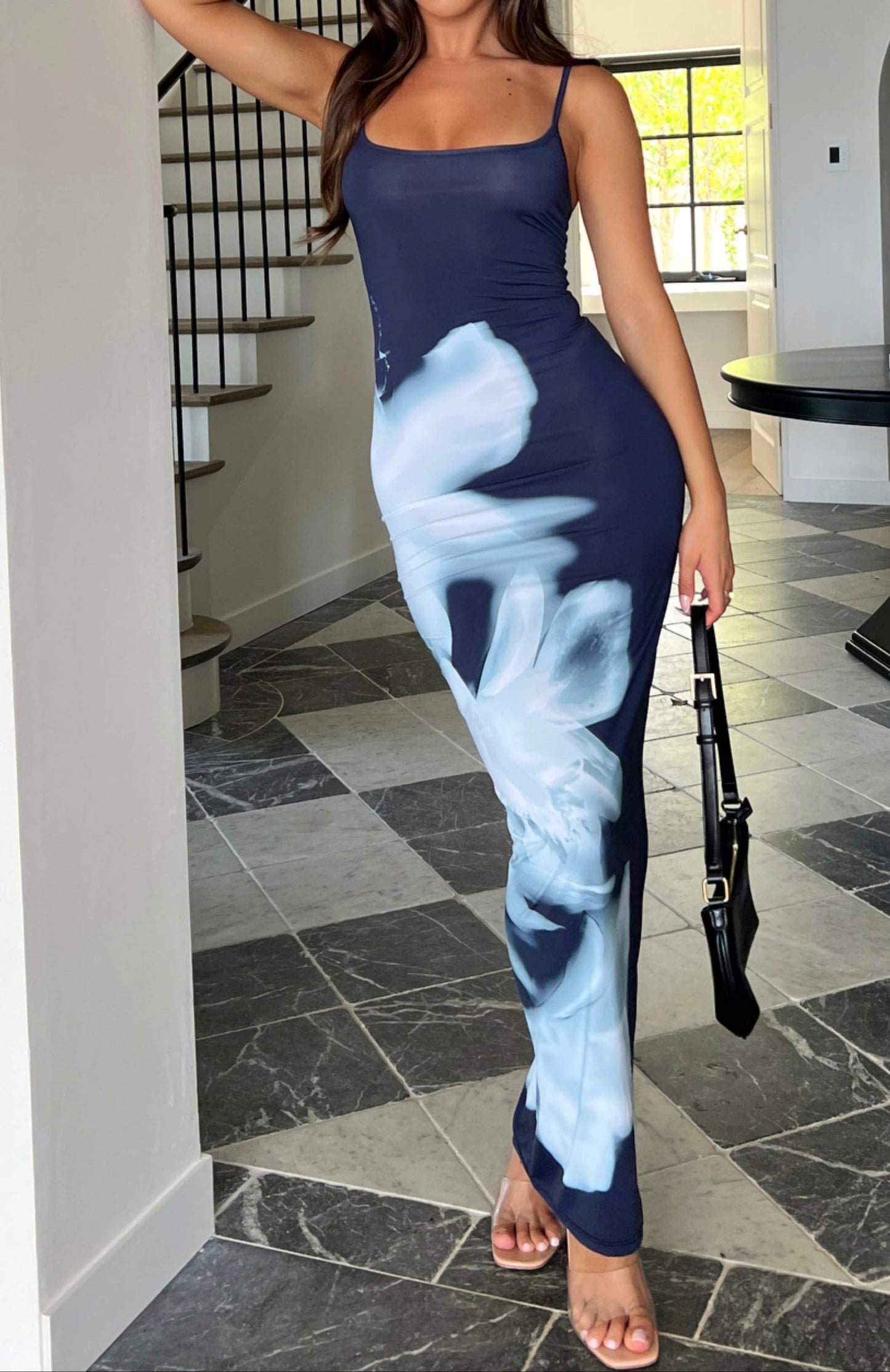 Miranda Maxi Dress Greyscale Floral