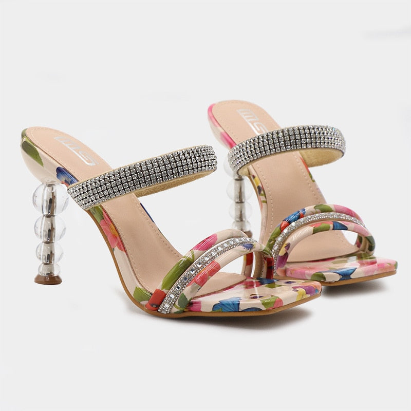 Faiza Double Strap Floral High Heel Sandals - 4 Colors
