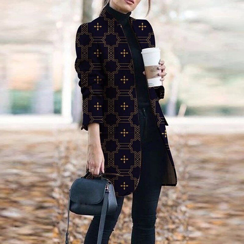 Plaid Printing Long Thin Coat