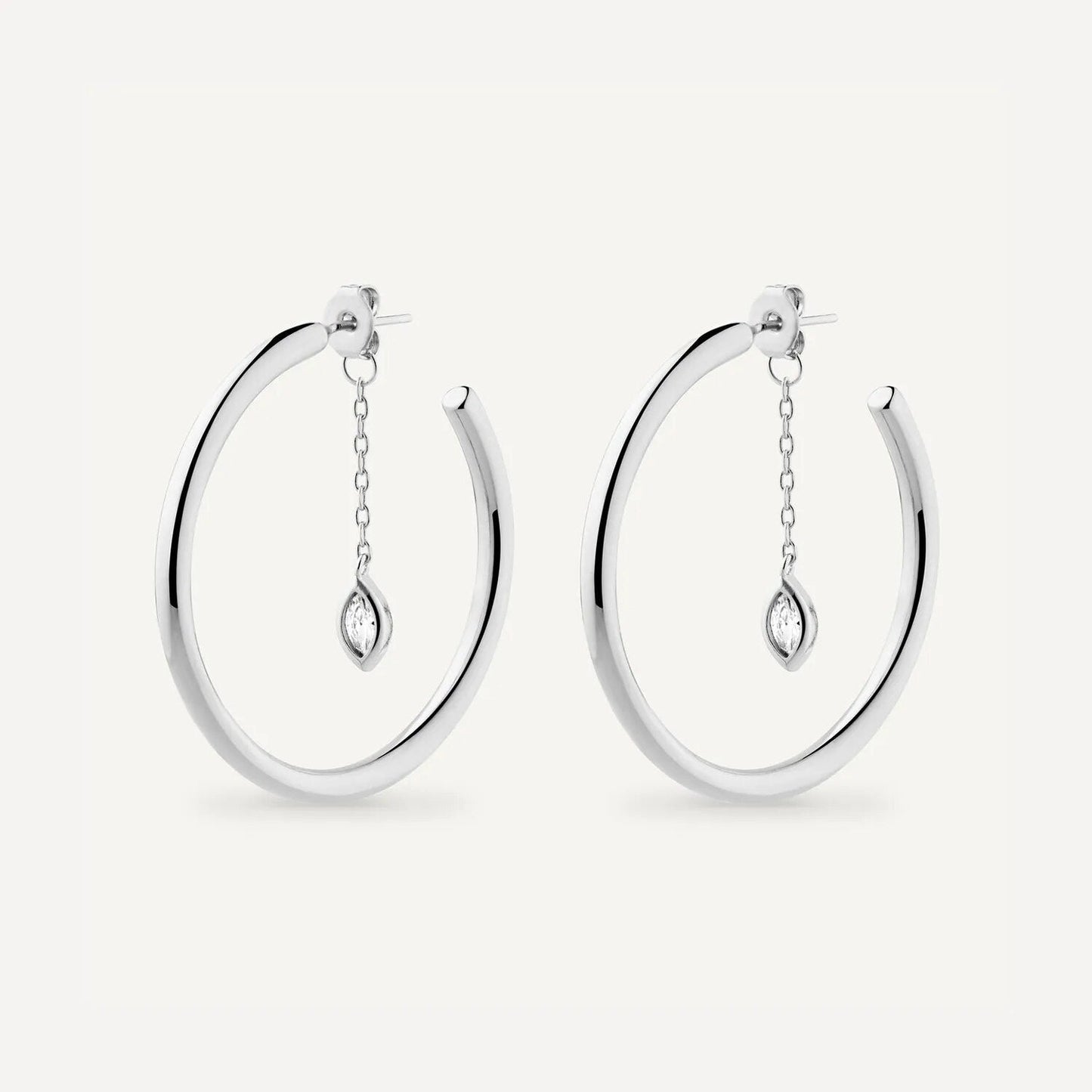 Fara Hoop Drop Chain CZ Earring