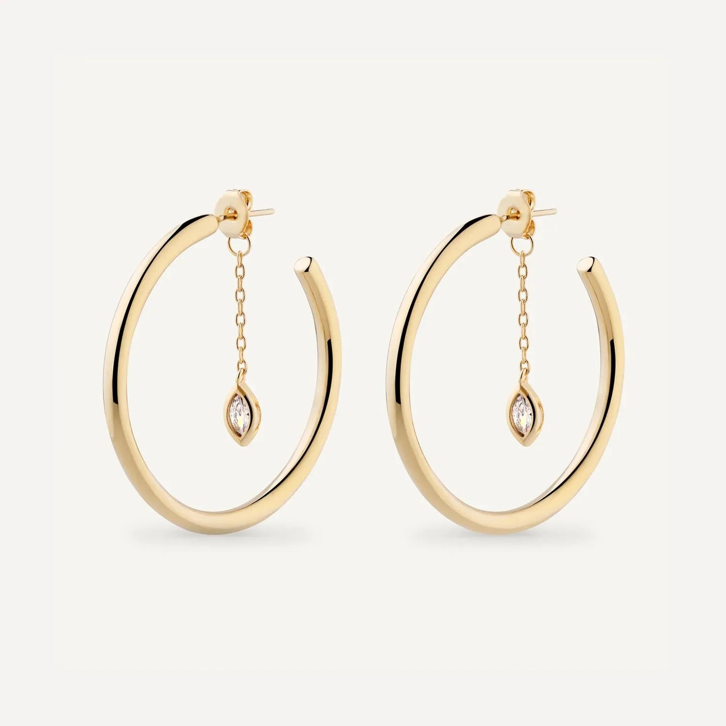 Fara Hoop Drop Chain CZ Earring