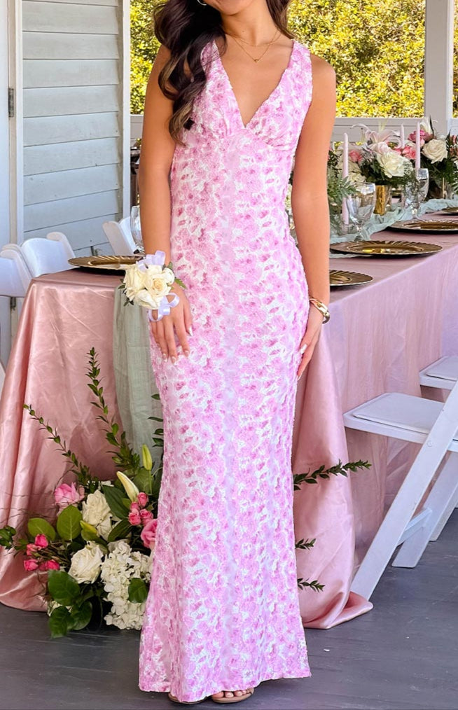 Bianca Pink Lace Maxi Dress