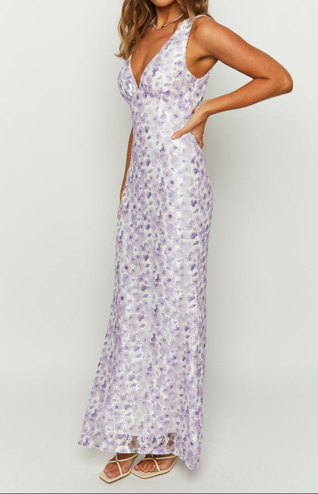 Teresa Purple Lace Maxi Dress