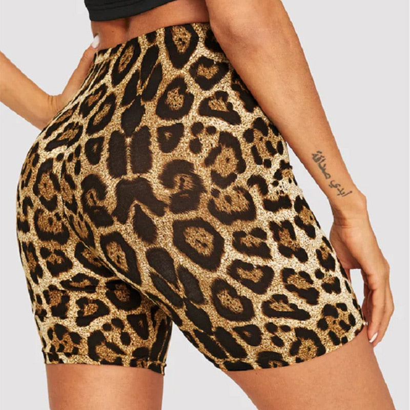 Leopard Print Fitness Shorts
