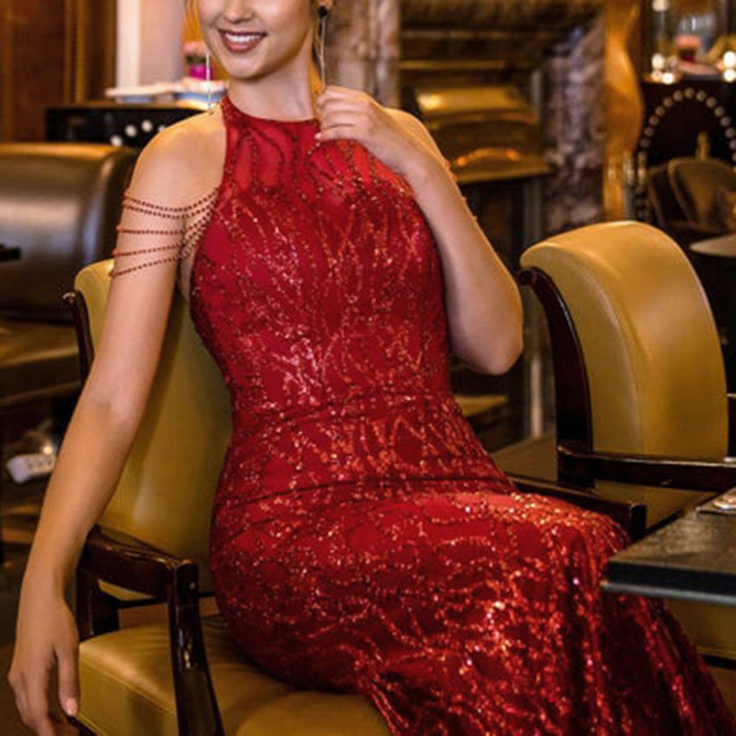 Fashion Halter Neck Prom Dresses