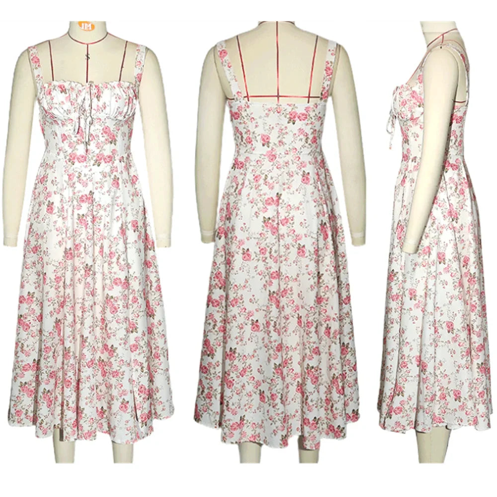 Fashion Temperament Sleeveless Maxi Casual Summer Floral Dress