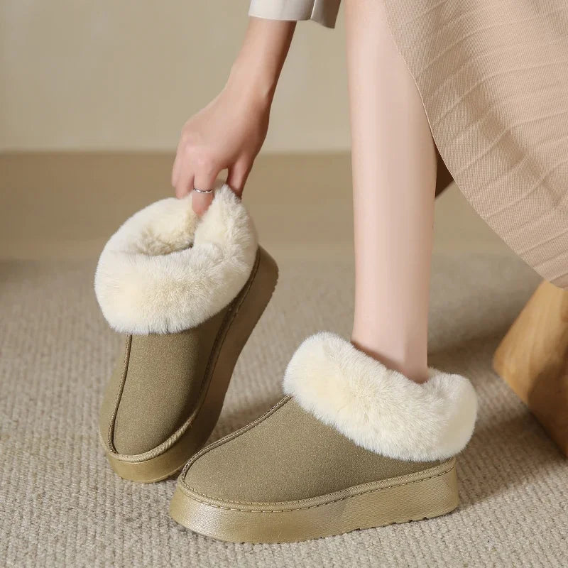 Faux Fur Winter Boots for Non Slip Women's Snow Boots Plush Warm Fashion Short Boot Comfortable Warm Platform Shoes