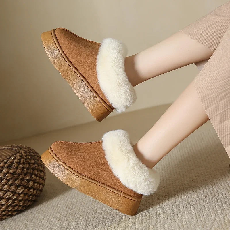 Faux Fur Winter Boots for Non Slip Women's Snow Boots Plush Warm Fashion Short Boot Comfortable Warm Platform Shoes