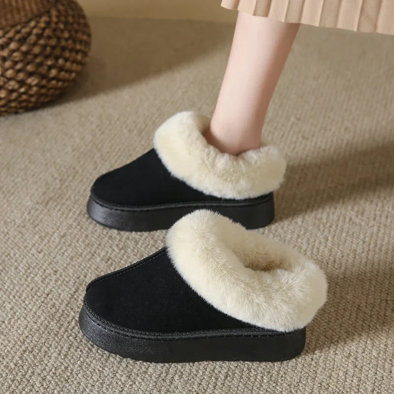 Faux Fur Winter Boots for Non Slip Women's Snow Boots Plush Warm Fashion Short Boot Comfortable Warm Platform Shoes
