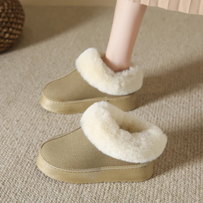 Faux Fur Winter Boots for Non Slip Women's Snow Boots Plush Warm Fashion Short Boot Comfortable Warm Platform Shoes