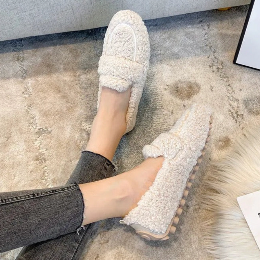 Faux Lambs Wool Driving Loafers