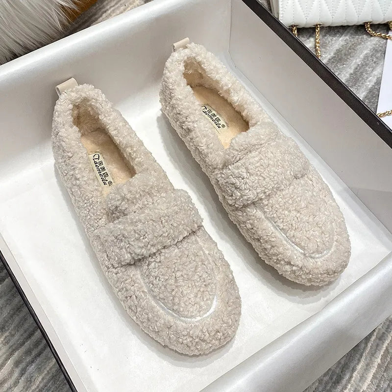 Faux Lambs Wool Driving Loafers