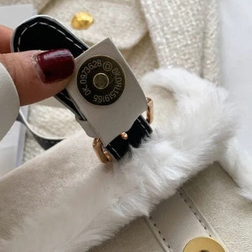 Faux Shearling Box Shoulder Bags