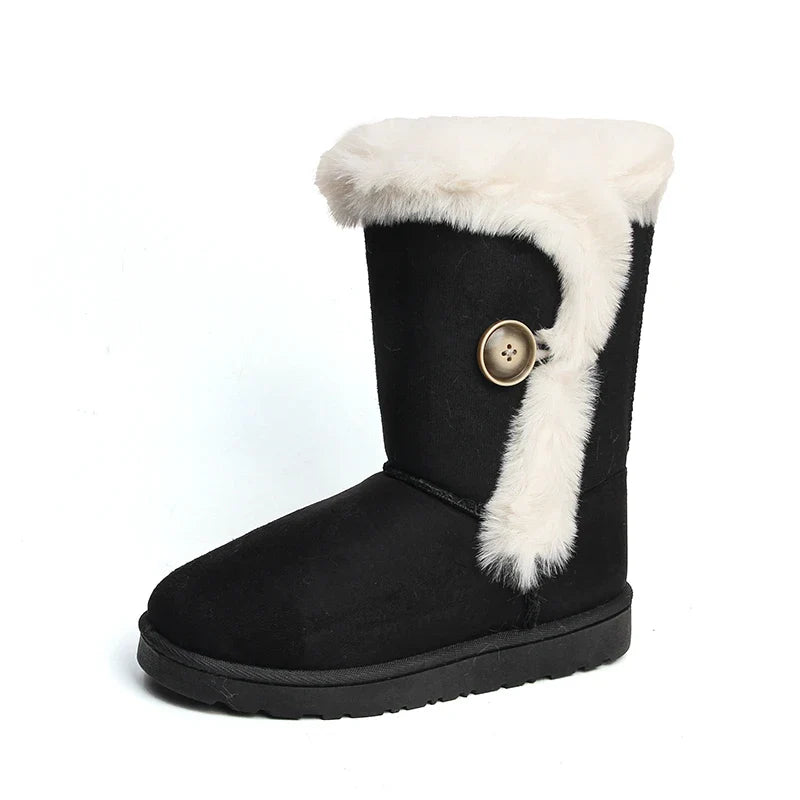 Female Shoes on Sale Winter Fashion Warm Women's Mid-calf Boots Casual and Versatile Plush Cotton Boots Botas De Mujer
