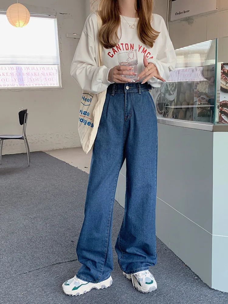 Trendy Fat Sister New Loose Straight Drapey Mopping Women's Jeans