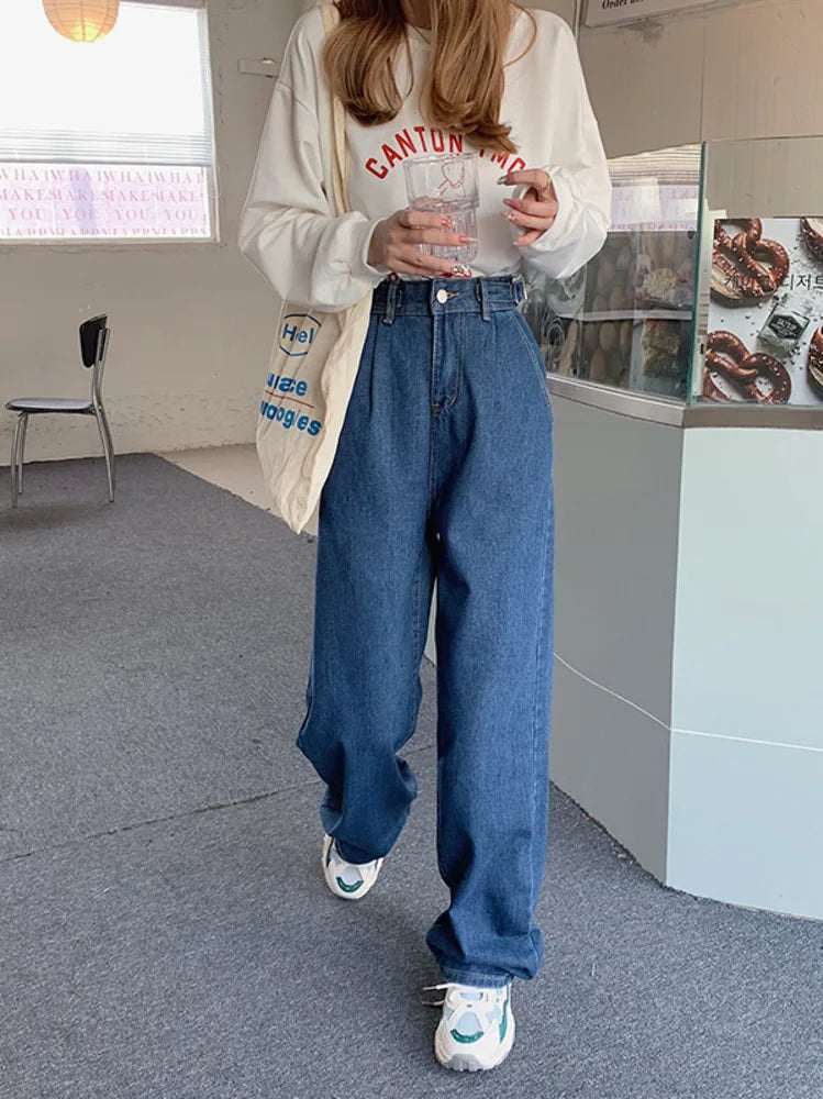 Trendy Fat Sister New Loose Straight Drapey Mopping Women's Jeans