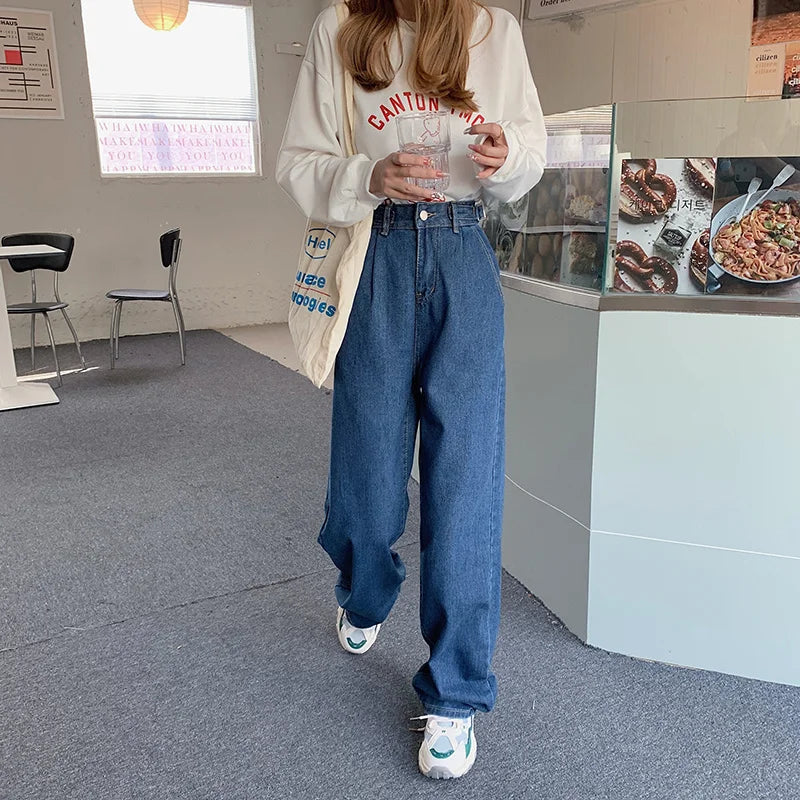 Trendy Fat Sister New Loose Straight Drapey Mopping Women's Jeans