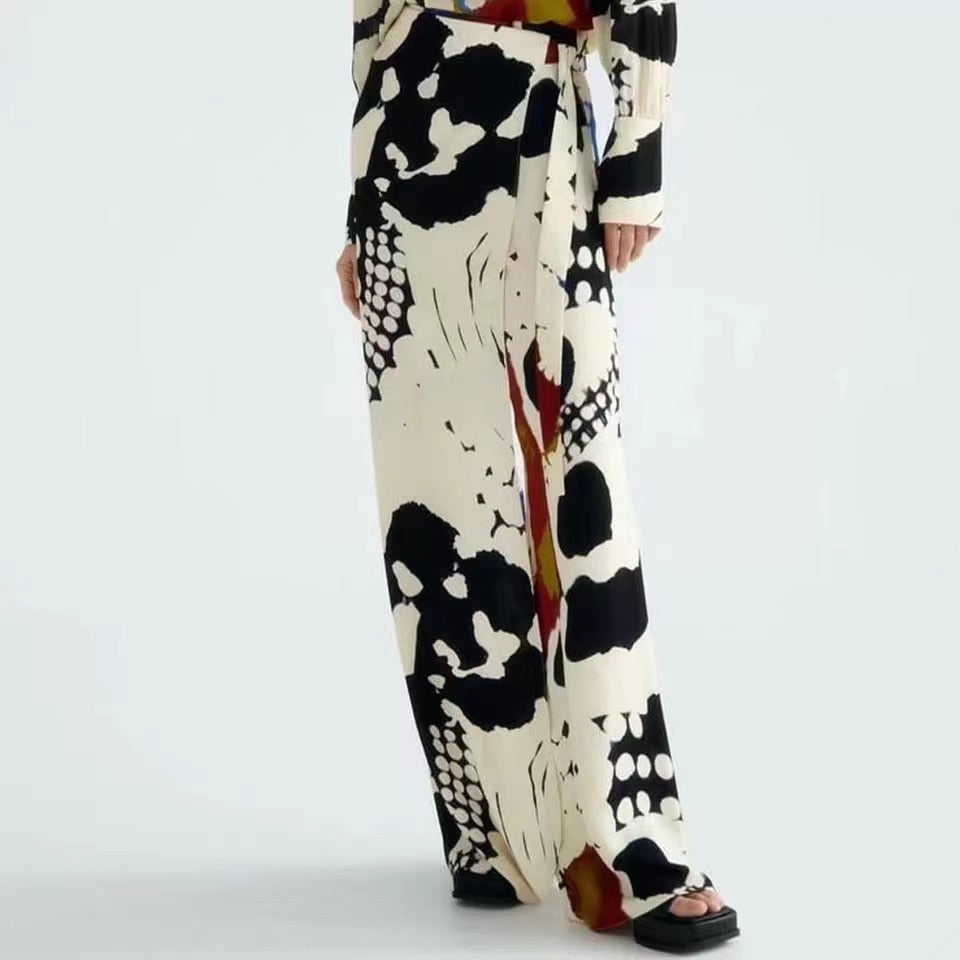 Fiona Printed Wide Leg Wrap Trouser