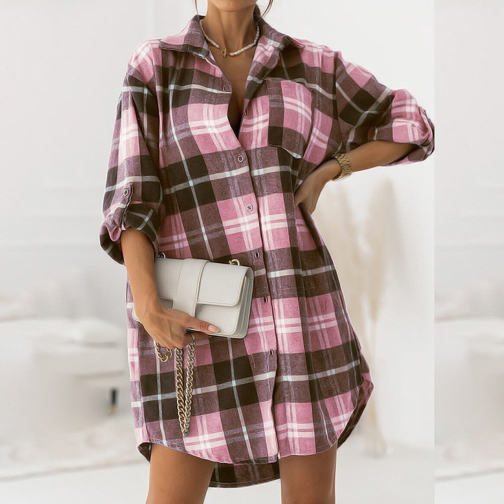 Retro Casual Plaid Blouse
