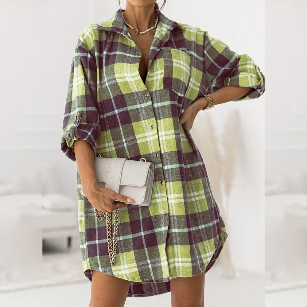 Retro Casual Plaid Blouse