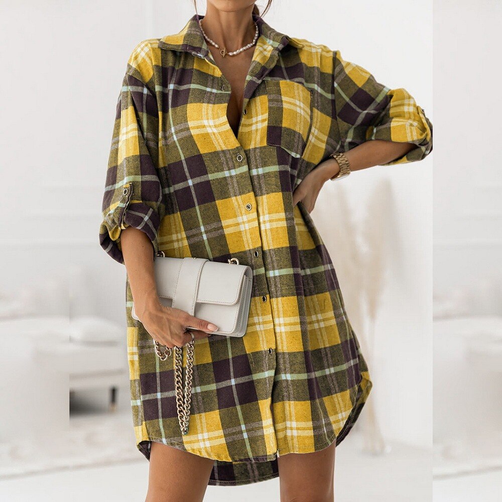 Retro Casual Plaid Blouse