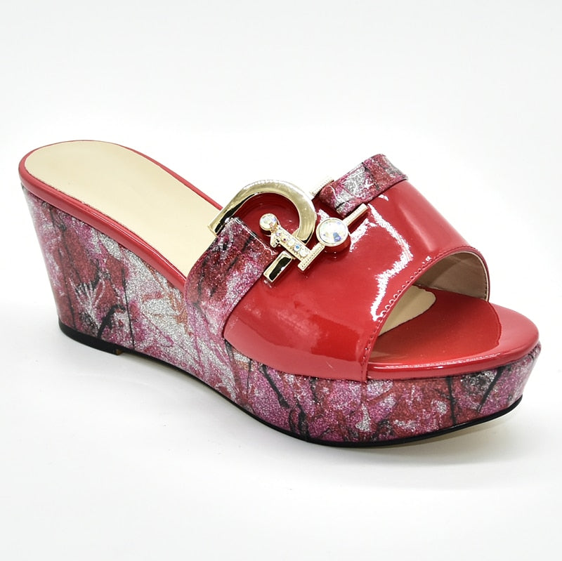 Floella Buckle Patterned Platform Wedge Sandals - 6 Colors