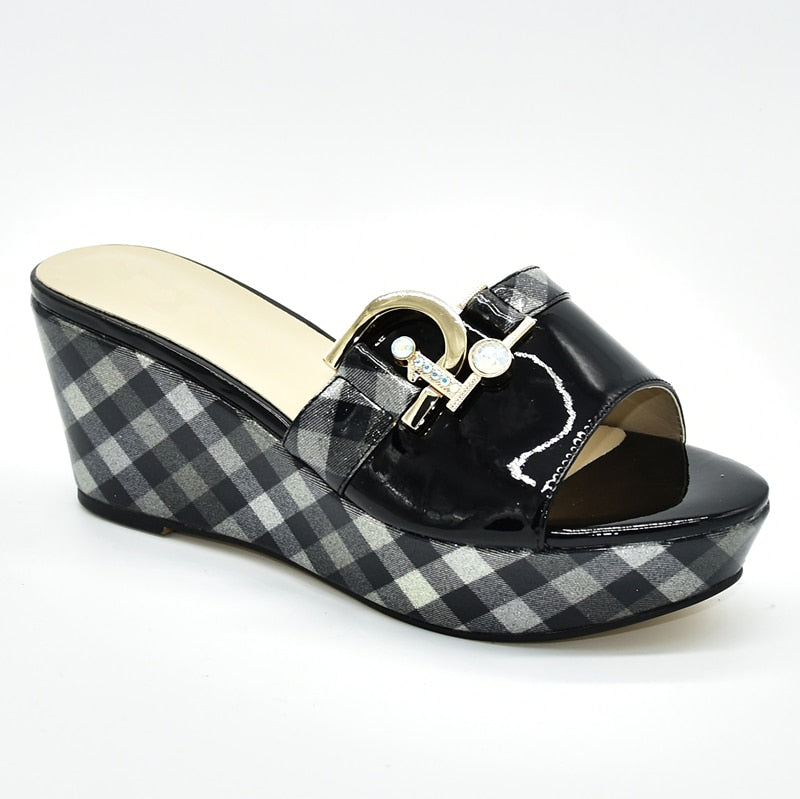 Floella Buckle Patterned Platform Wedge Sandals - 6 Colors