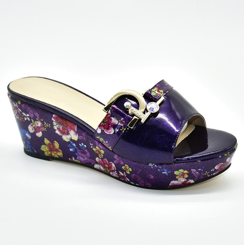 Floella Buckle Patterned Platform Wedge Sandals - 6 Colors
