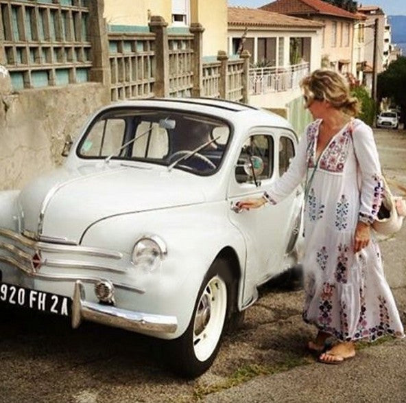 Floral Embroidered Maxi Folk Dress