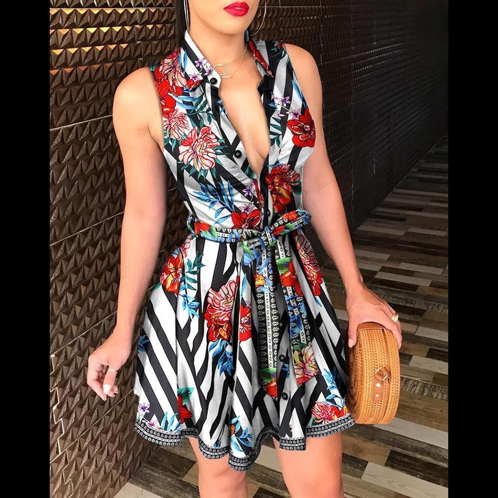 Floral Print Summer Beach Dress