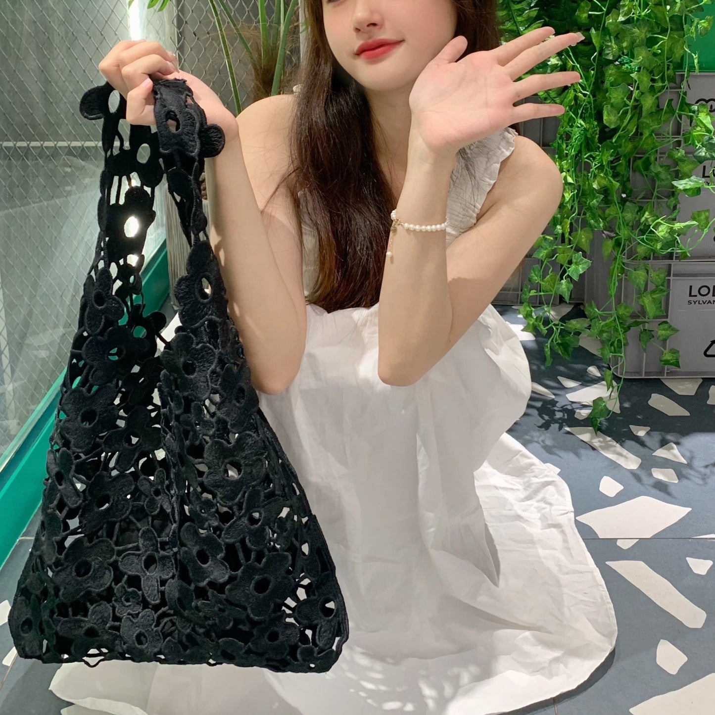 Flower Cut Out Eyelet Hobo Bags - 4 Colors