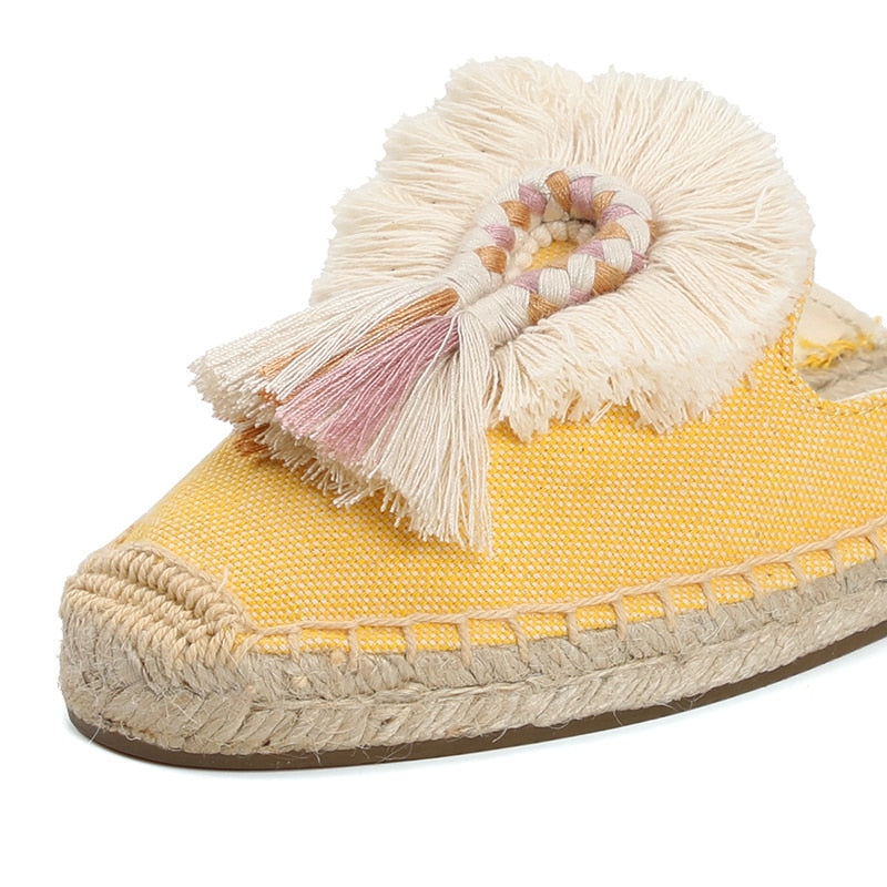 Folk Tassel and Pom Pom Espadrille Slides - 7 Styles