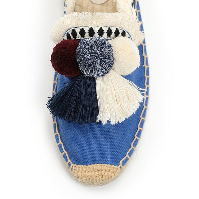Folk Tassel and Pom Pom Espadrille Slides - 7 Styles