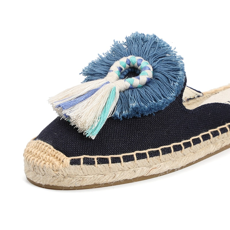 Folk Tassel and Pom Pom Espadrille Slides - 7 Styles