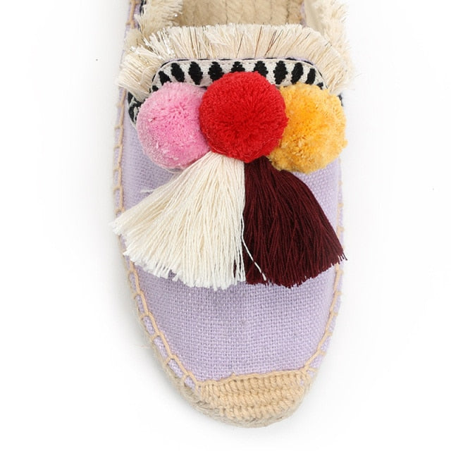 Folk Tassel and Pom Pom Espadrille Slides - 7 Styles