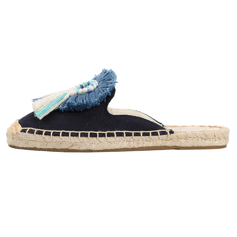 Folk Tassel and Pom Pom Espadrille Slides - 7 Styles