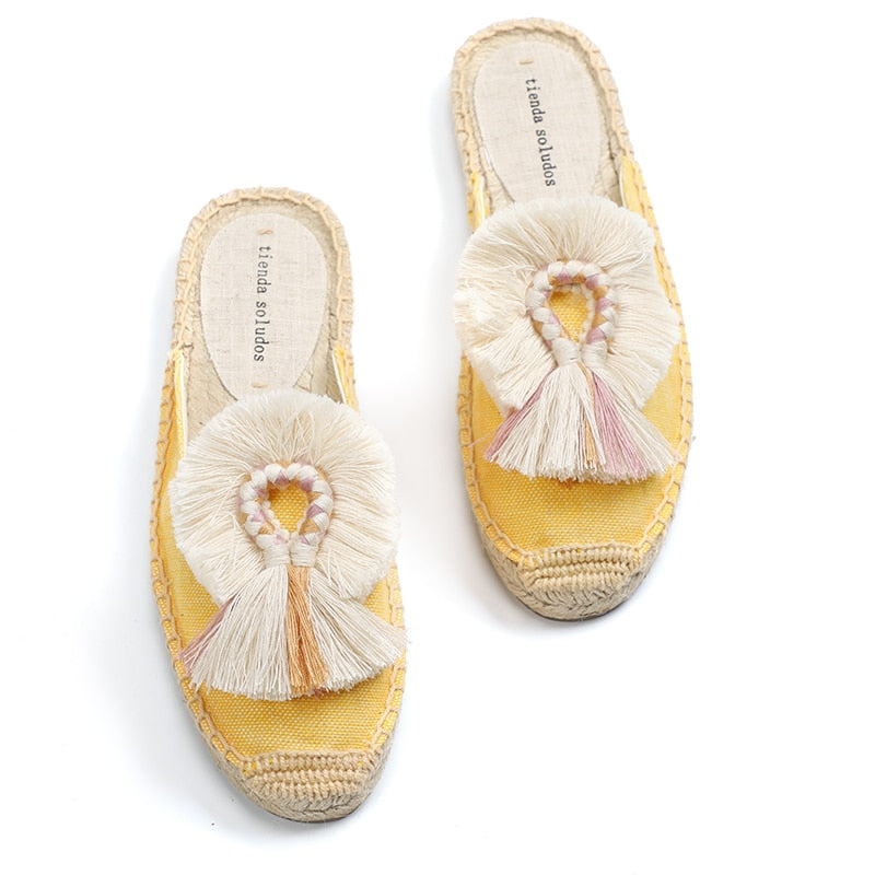 Folk Tassel and Pom Pom Espadrille Slides - 7 Styles