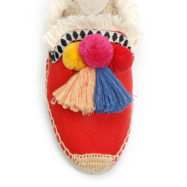 Folk Tassel and Pom Pom Espadrille Slides - 7 Styles