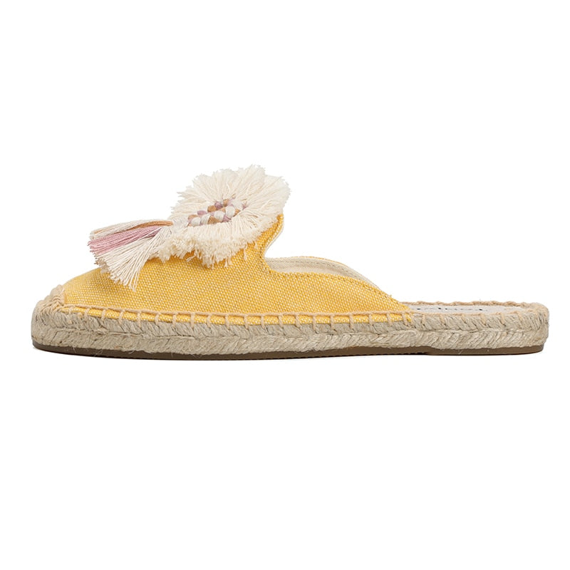 Folk Tassel and Pom Pom Espadrille Slides - 7 Styles