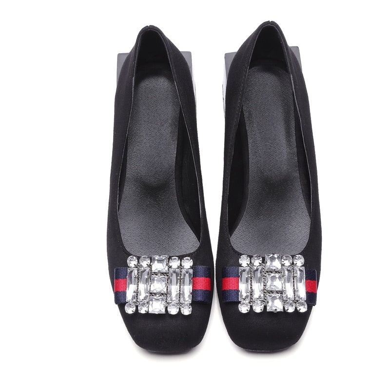 Friya Rhinestone Ballerina Suede Pumps