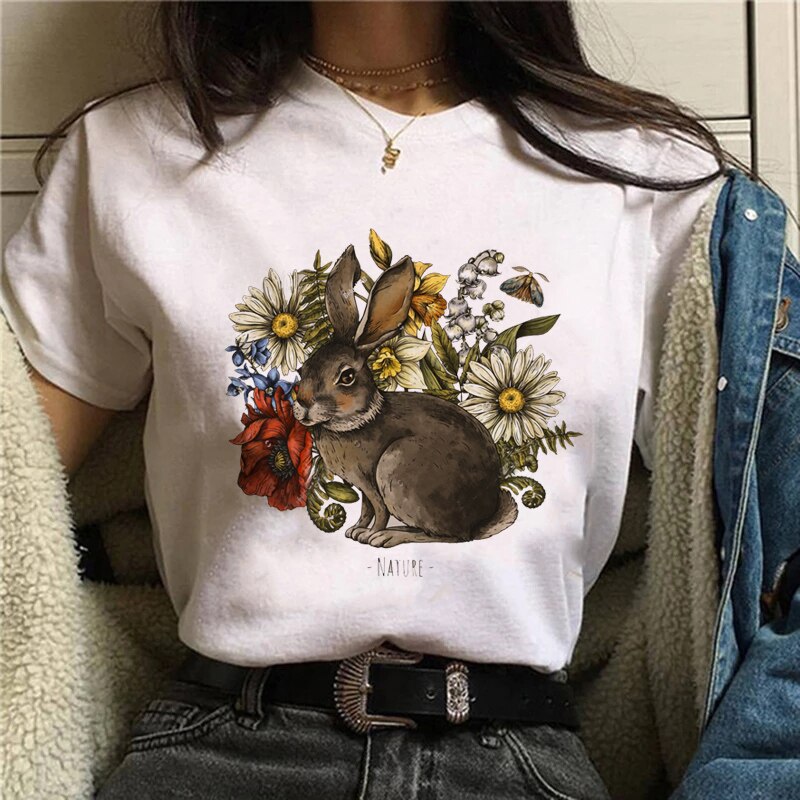 Funny Mushroom Print T-shirt Women's Fashion Versatile Top T-shirt